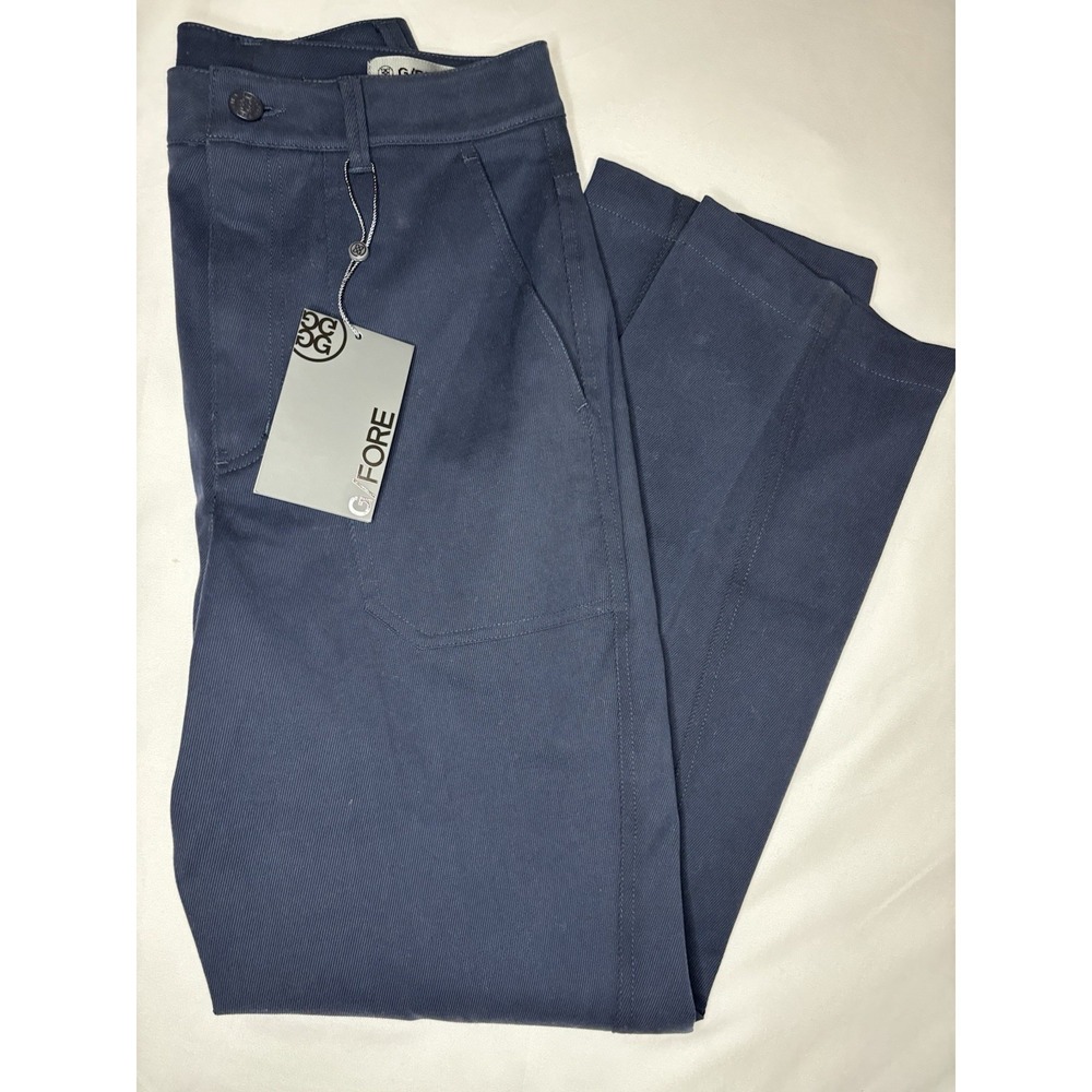 G/Fore Pants Women's 2 Navy Cotton Twill High Rise Straight Tapered Leg Trouser